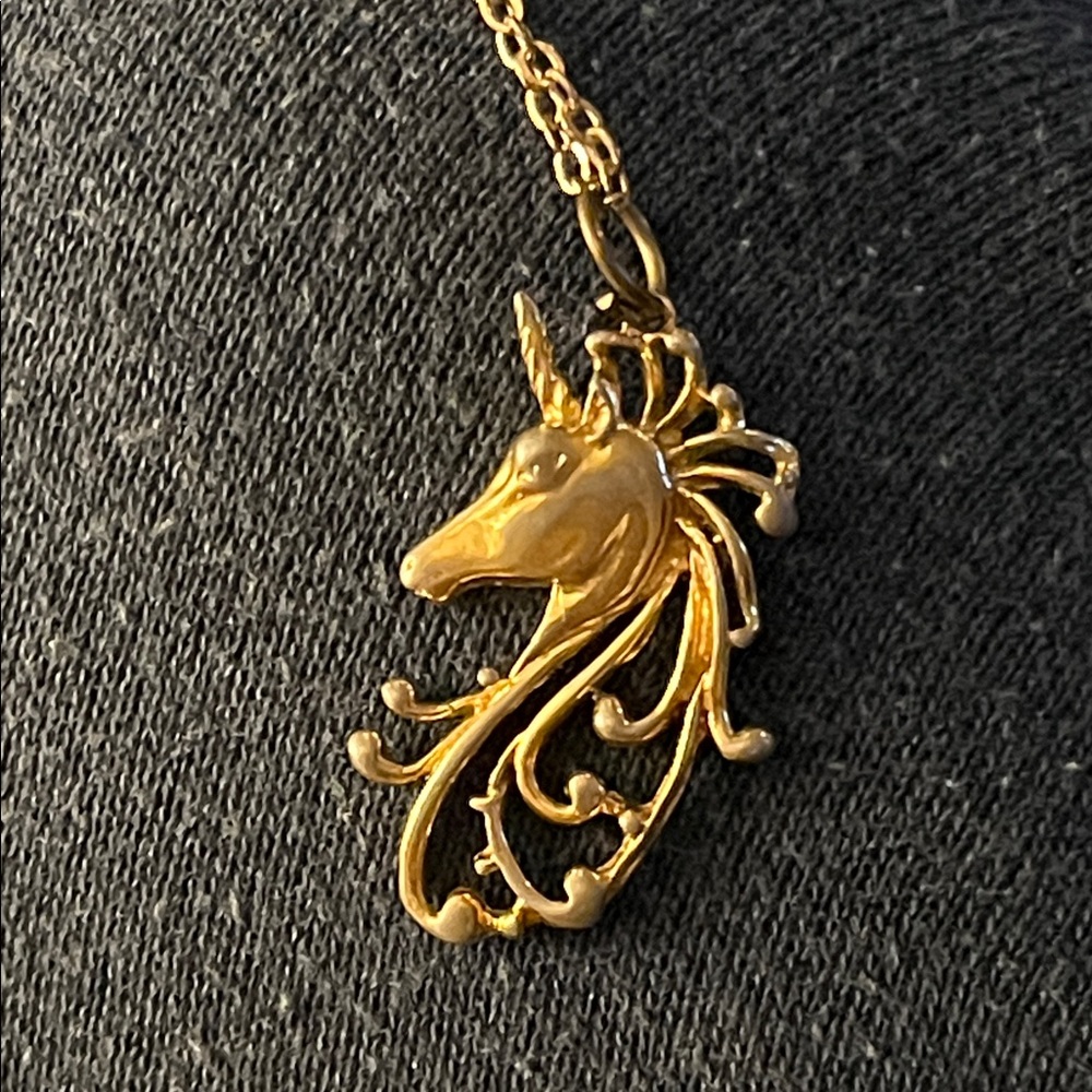 Vintage Gold Unicorn Necklace